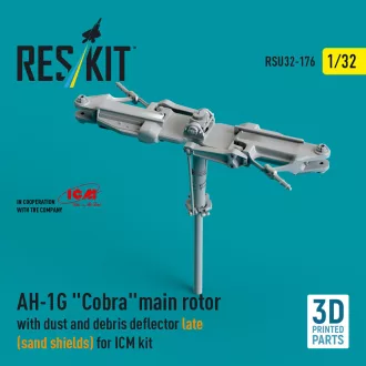   ResKit AH-1G Cobra main rotor with dust and debris deflector (sand shields) late version for ICM kit (3D Printed)