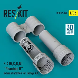  ResKit F-4 (B, C, D, N) Phantom II exhaust nozzles for Tamiya kit (3d Printed)