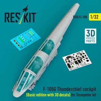   ResKit F-105G Thunderchief cockpit (Basic edition with 3D decals) for Trumpeter kit (3D Printed)