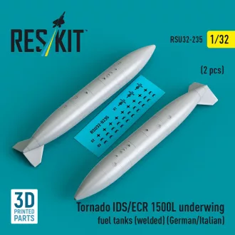   ResKit Tornado IDS/ECR 1500L underwing fuel tanks (welded) (German AF / Italian AF) (2 pcs) (3D Printed)