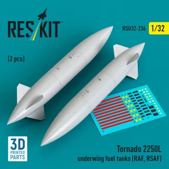   ResKit Tornado 2250L underwing fuel tanks (RAF, RSAF) (2 pcs) (3D Printed)