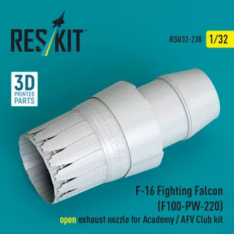   ResKit F-16 Fighting Falcon (F100-PW-220) open exhaust nozzle for Academy / AFV Club kit (3D Printed)