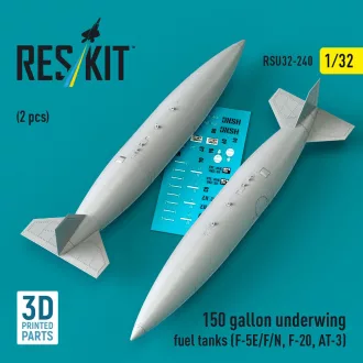   ResKit 150 gallon underwing fuel tanks (F-5E, F, N, F-20, AT-3) (2 pcs) (3D Printed)
