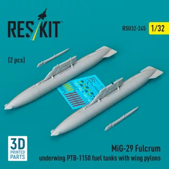   ResKit MiG-29 Fulcrum underwing PTB-1150 fuel tanks with wing pylons (2 pcs) (3D Printed)
