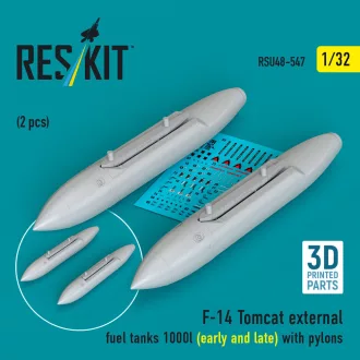   ResKit F-14 Tomcat external fuel tanks 1000l (early and late) with pylons (2pcs) (3D Printed)