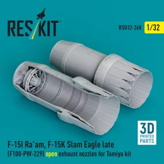   ResKit F?15I Ra'am, F?15K Slam Eagle late (F100-PW-229) open exhaust nozzles for Tamiya kit (3D Printed)