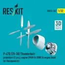 ResKit P-47D (25-30) Thunderbolt propellers (2 pcs), engine (P&W R-2800) & engine hood (3D Printed) for Hasegawa