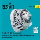 ResKit P-47D (25-30) Thunderbolt propellers (2 pcs), engine (P&W R-2800) & engine hood (3D Printed) for Hasegawa