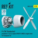 ResKit P-47M Thunderbolt propeller (1 pcs), engine (P&W R-2800) & engine hood (3D Printed) for Hasegawa