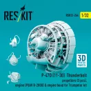 ResKit P-47D (11-30) Thunderbolt propellers (3 pcs), engine (P&W R-2800) & engine hood (3D Printed) for Trumpeter