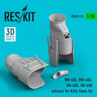   ResKit MH-60L, MH-60S, HH-60G, HH-60H exhaust for Kitty Hawk / Zimimodel kit (3D Printed)