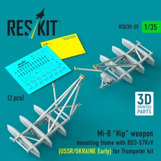  ResKit Mi-8 Hip weapon mounting frame with BD3-57KrV (USSR/UKRAINE Early) for Trumpeter kit (2 pcs) (3D Printed)
