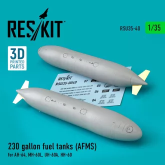   ResKit 230 gallon fuel tanks (AFMS) for AH-64, MH-60L, UH-60A, HH-60 (2 pcs) (3D Printed)