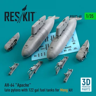   ResKit AH-64 Apache late pylons with 122 gal fuel tanks for Meng kit (3D Printed)