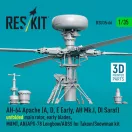 ResKit AH-64 Apache (A, D, E Early, AH Mk.I, DI Saraf) unfolded main rotor, early blades, MUMT, AN/APG-78 Longbow/ADSS for Takom/Snowman kit (3D Printed)