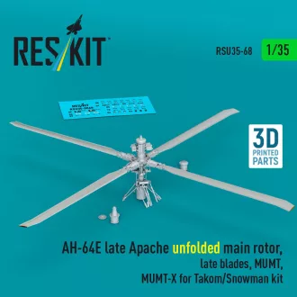   ResKit AH-64E late Apache unfolded main rotor, late blades, MUMT, MUMT-X for Takom/Snowman kit (3D Printed)