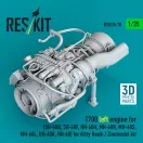 ResKit T700 left engine (SH-60B, SH-60F, HH-60H, MH-60R, MH-60S, MH-60L, UH-60A, HH-60) for Kitty Hawk / Zimimodel kit (3D Printed)