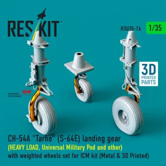   ResKit CH-54A Tarhe(S-64E) landing gear (HEAVY LOAD, Universal Military Pod and other) with weighted wheels set for ICM kit (Metal & 3D Printed)