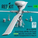 ResKit AH-64 Apache (A,D,E Early, AH Mk.I,DI Saraf) unfolded main rotor, early blades, MUMT, AN/APG-78 Longbow/ADSS for Meng kit (3D Printed)(1/35)