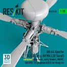 ResKit AH-64 Apache (A,D,E Early, AH Mk.I,DI Saraf) unfolded main rotor, early blades, MUMT, AN/APG-78 Longbow/ADSS for Meng kit (3D Printed)(1/35)