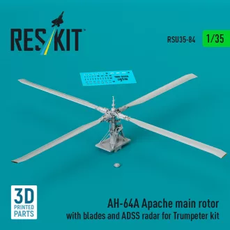   ResKit AH-64A Apache main rotor with blades and ADSS radar for Trumpeter kit (3D Printed)