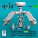 ResKit AH-64D late Apache folded main rotor, late blades & fold restraint systems, MUMT, AN/APG-78 Longbow for Takom/Snowman kit (3D Printed)