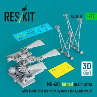   ResKit MH-60S folded main rotor with blade fold restraint systems (3D Printed) for Academy
