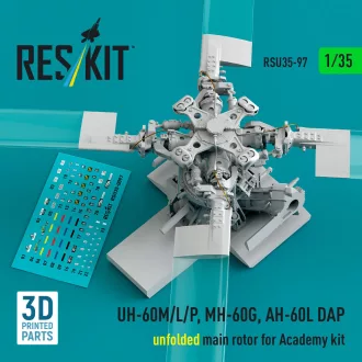   ResKit UH-60M/L/P, MH-60G, AH-60L DAP unfolded main rotor (3D Printed) for Academy