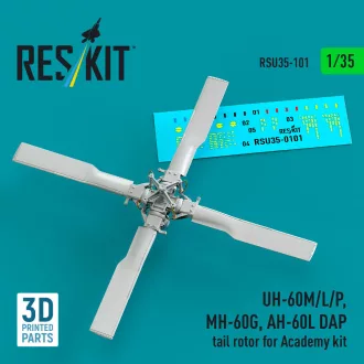   ResKit UH-60M/L/P, MH-60G, AH-60L DAP tail rotor (3D Printed) for Academy