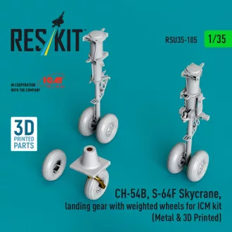   ResKit CH-54B, S-64F Skycrane, landing gear with weighted wheels (Metal & 3D Printed) for ICM