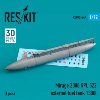   ResKit Mirage 2000 RPL 522 external fuel tank 1300lt (3D Printed)