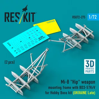   ResKit Mi-8 Hip weapon mounting frame with BD3-57KrV for Hobby Boss kit (UKRAINE Late) (2 pcs) (3D Printed)