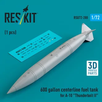   ResKit 600 gallon centerline fuel tank for A-10 Thunderbolt II (1 pcs) (3D Printed)