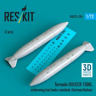   ResKit Tornado IDS/ECR 1500L underwing fuel tanks (welded) (German/Italian) (2 pcs) (3D Printed)