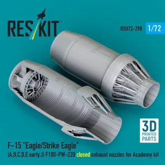   ResKit F?15 Eagle/Strike Eagle (A, B, C, D, E early, J) F100-PW-220 closed exhaust nozzles for Academy kit (3D Printed)