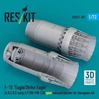   ResKit F?15 Eagle/Strike Eagle (A, B, C, D, E early, J) F100-PW-220 open exhaust nozzles for Hasegawa kit (3D Printed)