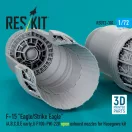 ResKit F?15 Eagle/Strike Eagle (A, B, C, D, E early, J) F100-PW-220 open exhaust nozzles for Hasegawa kit (3D Printed)