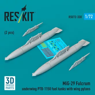   ResKit MiG-29 Fulcrum underwing PTB-1150 fuel tanks with wing pylons (2 pcs) (3D Printed)