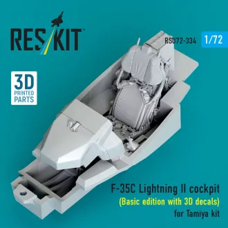   ResKit F-35C Lightning II cockpit (Basic edition with 3D decals) for Tamiya kit (3D Printed)