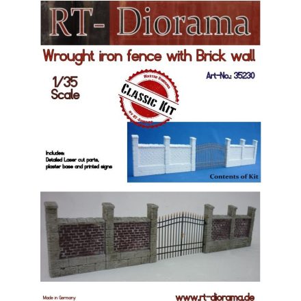 RT-Diorama Wrought iron fence with Brickwall makett