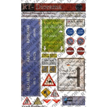 RT-Diorama Printed Accessories: Afgahnian road signs Set No.1