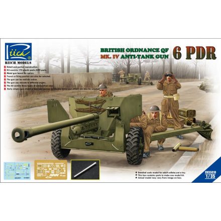 Riich Models Ordnance QF 6-Pdr. Mk.IV Late War Infantry Anti-tank Gun makett