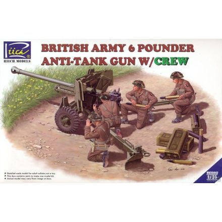 Riich Models British Army 6 Pounder Infantry Anti-tank Gun with Crew makett