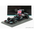 SPARK-MODEL MERCEDES F1 W12 MERCEDES M12 EQ POWER+ TEAM AMG PETRONAS MOTORSPORT FORMULA ONE N 44 WINNER BRITISH SILVERSTONE GP (WITH FLAG) 2021 LEWIS HAMILTON