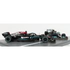 SPARK-MODEL MERCEDES SET F1 2X W12 MERCEDES M12 EQ POWER+ TEAM AMG PETRONAS MOTORSPORT FORMULA ONE N 44 + N 77 ABU DHABI GP 2021 LEWIS HAMILTON - VALTTERI BOTTAS - 8 TIMES WORLD CHAMPION CONSTRUCTEUR