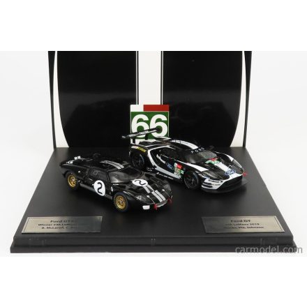 IXO FORD SET 2X GT FORD ECOBOOST 3.5L TURBO V6 TEAM FORD CHIP GANASSI UK N 66 6th LMGTE PRO CLASS 24h LE MANS 2019 S.MUICKE - O.PLA - B.JOHNSON + GT40 MKII 7.0L V8 TEAM SHELBY AMERICAN INC. N 2 WINNER