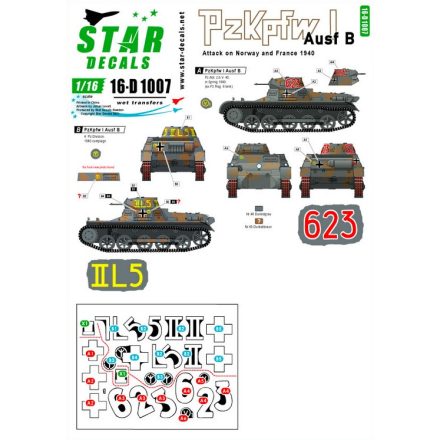 Star Decals PzKpfw I Ausf B. Attack on Norway and France 1940 matrica