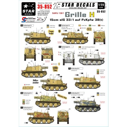 Star Decals Grille Ausf.H Sd.Kfz.138/1. 15cm sIG 33/1 auf Pz.Kpfw 38(t) matrica