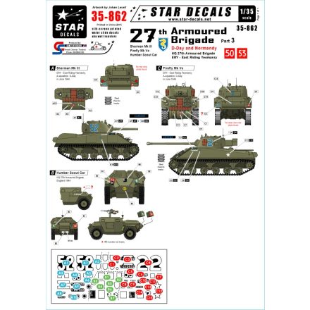 Star Decals 27th Armoured Brigade, D-Day and Normandy matrica