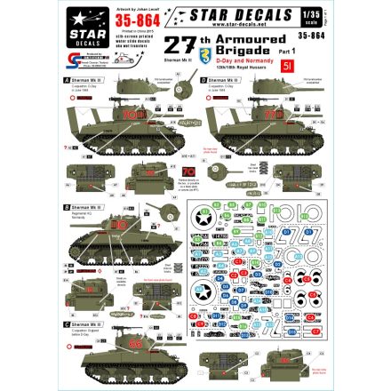Star Decals 27th Armoured Brigade, D-Day and Normandy matrica